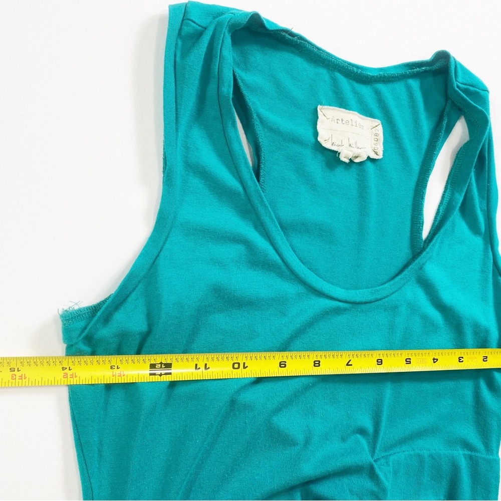 Artelier Nicole Miller Maxi Dress Turquoise Green Stretch tucked Maxi Size Small - Picture 9 of 10